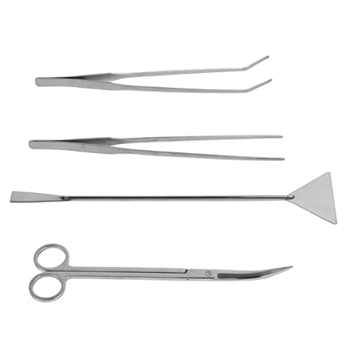 Drfeify Aquarium Tools Kit Premium Stainless Steel for Aquarium Fish Tank Maintenance and Plant Care, 4 in 1 Set for Plants Enthusiasts