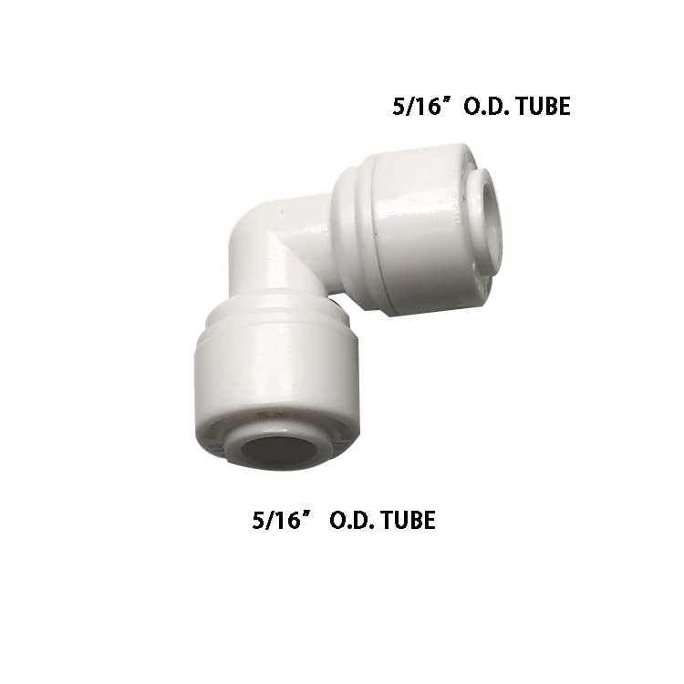 Food-Grade Quick Connector Push-In Tube Fitting,5/16" O.D. Equal Elbow Push to Connect part for Reverse Osmosis Water Filter Purifier (Pack of 10) - style: elbow union 5/16" x 5/16"