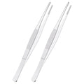 2 PCS 5 Inch Stainless Steel Tweezers, with Straight Round Blunt Serrated Tip, 0.07 Inch Thickness Stainless Steel, Multipurpose Daily Garden Home Lab Craft Repairing Tool