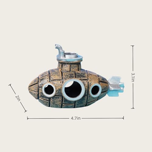 Fish Tank Decoration, Retro Submarine Design, Aquarium Resin Fish Tank Accessories, Providing Hidden Cave Shelters for Fish