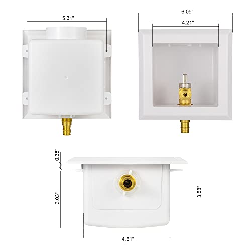 EFIELD Universal Ice Maker Box,1/2-Inch Cold Expansion Pex-A Inlet Connection with Installed 1/4-Turn Ball Valve (Expansion Pex-A),(IM017) - size: without Arrestor, style: Pex Expansion