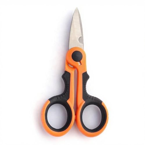 Phantom 5.71-Inch Stainless Steel Fishing Line Scissors with Non-Slip Grip and Protective Casing for Braided Line