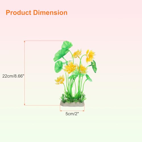 uxcell Aquarium Artificial Plants, 1 Pcs Fish Tank Plants Decorations Accessories Aquatic Ornaments Decor Water Grass, Yellow-Green (Lotus Flower) - color: Yellow-green