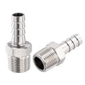 2 Pack Stainless Steel Hose Barb to g Male Adapter, 10mm Barb x 3/8" g Male for Industrial, Automotive, Fluid Transfer, Home Gardening, and Water Treatment - size: 10mm Barb To 3/8" G Male