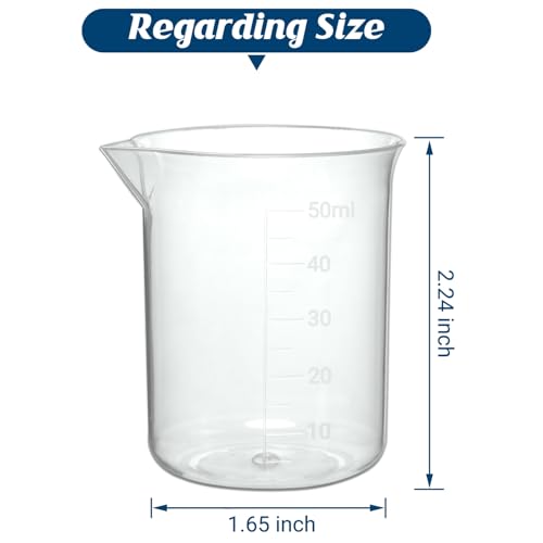 50ml Plastic Laboratory Beakers with Transparent Measuring Scale -15 Pcs, Durable Lab Measuring Cups for Science Experiments, and Classroom Use - style: 50ML