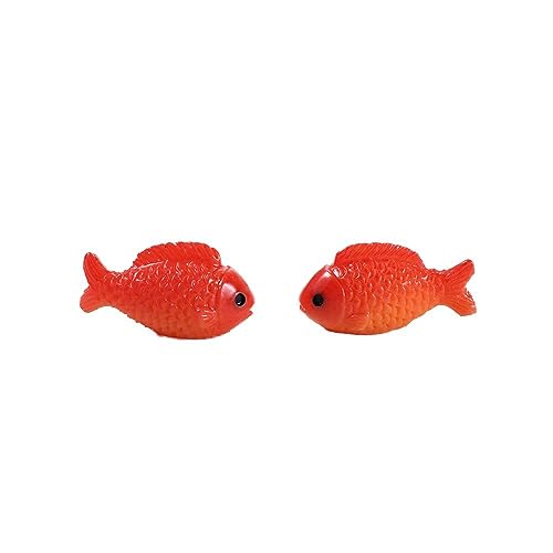 Figurine Creative Cute Pond Scene Miniature DIY Accessories Micro Landscape Red Fish Aquarium Ornament(Small Fish)