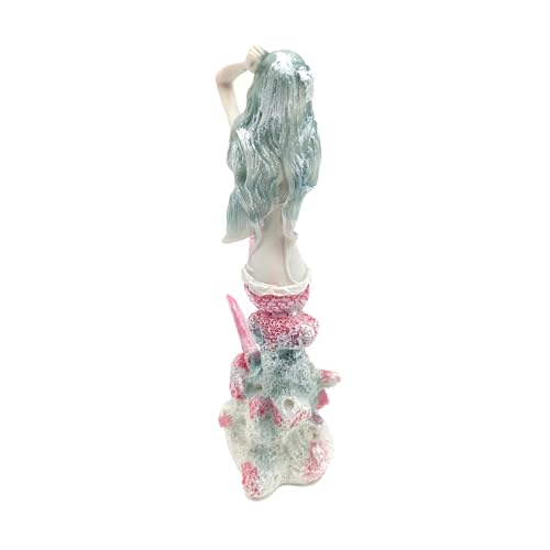 Pink Mermaid Statue, Mermaid Figure for Fish Tank Decor, Resin Princess Figurines, Perona Figure for Aquarium Landscape & Mermaid Room Decor - color: Pink