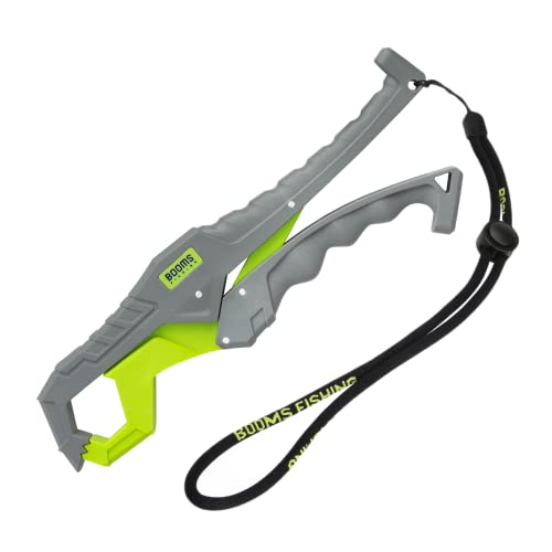Booms Fishing G05 Lip Gripper Saltwater, 9.4" Plastic Catfish Grippers Pliers, Grabber Tool With Lanyard, Grips for Kayak Fishing Accessories, Great Holder for Caught Fish - color: Green