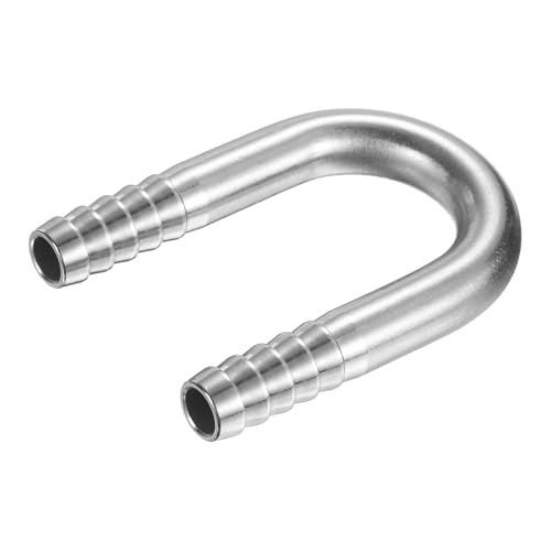 PATIKIL 1/2" (12mm) x 1/2" (12mm) Hose Barb Fittings, 1 Pcs 304 Stainless Steel U Shaped Joint Connector Barbed Fitting Metal Splicer - size: 1/2" (12mm)