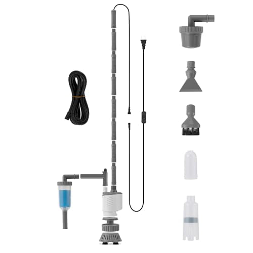 Aquarium Vacuum Gravel Cleaner, 6 in 1 30W Electric Fish Tank Cleaner with Adjustable Length, Automatic Removable Vacuum for Aquarium Change Water, Wash Sand, Water Filter and Waste Circulation