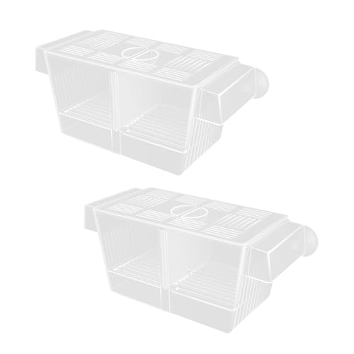 Multipurpose Fish Isolation Tanks with Strong Suction Cup for Aggressive Injured Pregnant and Fry Protections 2PCS Aquarium Isolation Divider - color: Late double room