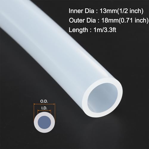MECCANIXITY 3.3ft Clear Silicone Rubber Tubing 1/2" ID Plastic Tube Flexible Air Hose for Brewing, Wine Making, Pump Siphon, 13mm x 18mm, with 2pcs Clamps - color: Clear, size: 13mm x 18mm