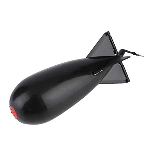 Arinda Fishing Spomb Rocket Shape Spod Fishing Feeders Float Bait Holder Tackle Tool Accessories - color: Black, size: Large