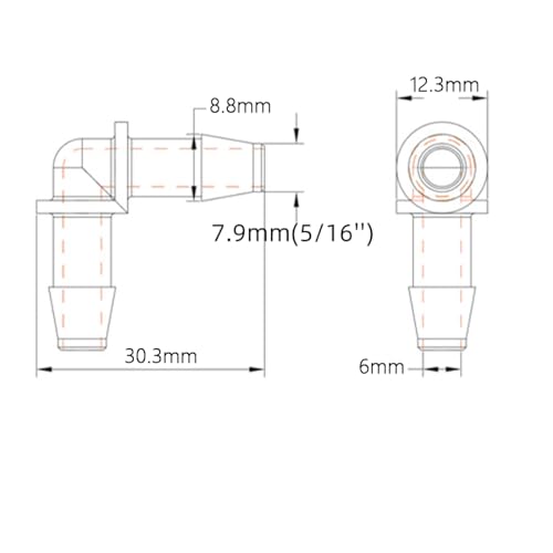 NACX 5/16" Hose Barb 90 Degree Elbow Plastic L Right Angle Barbed Fitting, 2 Way Equal Barbed Joint Splicer, 25Pcs