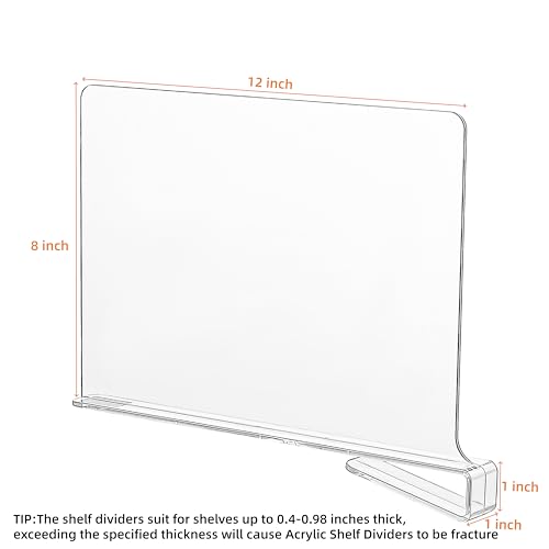 CY craft Acrylic Shelf Divider,Wood Shelf Dividers,Clear Closet Shelf Separators Clothing Organizer Perfect for Bedroom Shelving Organization and Kitchen Cabinet Shelf Storage,6 PCS - color: Clear 6 Pcs