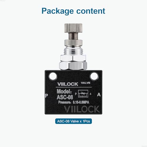 Pneumatic Air Flow Control Valve, PT1/4 Speed Regulating One-Way Throttle Valve ASC-08 - size: PT1/4