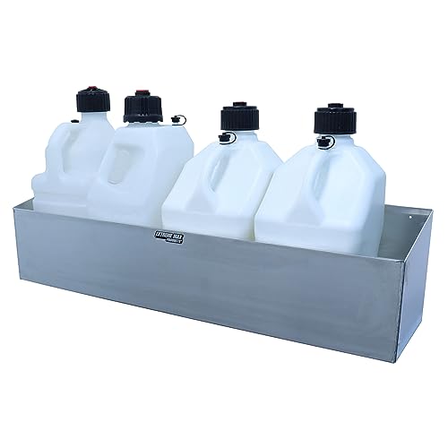 Extreme Max 5001.6108 Aluminum Quad Fuel Jug Holder - Fits Four 5 Gallon Containers, Storage Organizer for Enclosed Race Trailer, Shop, Garage, Storage, Silver - color: Silver, size: 4 x 5 Gallon Jug Capacity