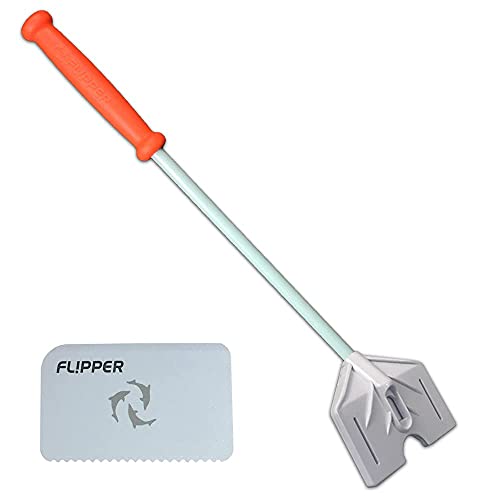 Flipper Platinum Aquarium Hand Scraper Tool – Glass and Acrylic Fish Tank Cleaner – Aquarium Glass Cleaner - Aquarium Glass Scraper with Serrated Blade 18"