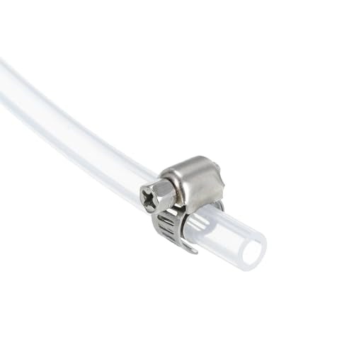 uxcell Silicone Tubing 5mm(3/16") ID 8mm(5/16") OD 10ft Silicone Rubber Tube Air Hose Water Pipe Clear with Clamps - size: 5mm x 8mm