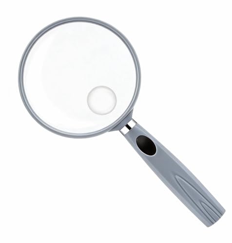 Feosky Handheld Reading Magnifier, 10X Magnifier, 75mm Shatterproof Lens, Non-Slip Handle for Adults Close Work, Seniors Reading and Nature Exploration, Hobby Observation(Grey) - color: Gray, size: 75mm