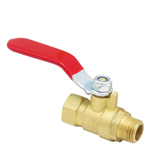 Heavy Duty 1/4 inch NPT Brass Ball Valve Air Compressor Shut Off Valve, 1/4" Male NPT x 1/4" female NPT (1Pc) - size: 1/4" ball valve(1Pc)