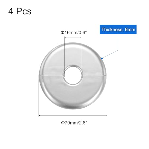 uxcell 4pcs Wall Split Flange 70mm / 2.8" OD Escutcheon Plate ABS Round Self-Adhesive Plumbing Cover Plates for 16mm / 0.6" Dia Water Pipe Faucet Decoration Accessories, Silver - color: Silver, size: 16mm
