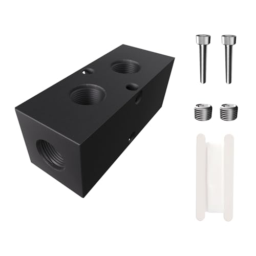 1/4 NPT Air Compressor Manifold, Line Hose Splitter 2 way 4 port Pneumatic Manifold Air Distribution Block with Accessories - style: 2 Way 4 Ports