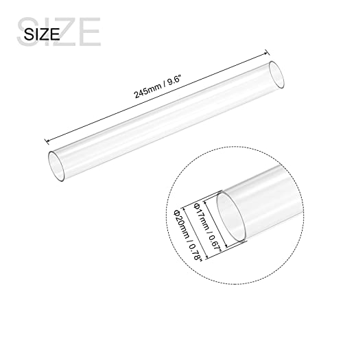 MECCANIXITY Plastic Pipe Rigid Polycarbonate Round Tube Clear 0.67"(17mm) ID 0.78"(20mm) OD 9.6" (245mm) High Impact for Lighting, Models, Water Plumbing - size: 0.67"IDx0.78"ODx9.6"