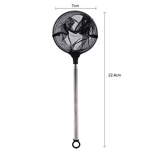 Telescopic Fishing Landing Net for Aquarium, Pond & Shore – Round Mesh Design, Lightweight Aluminum Grip, Foldable for Easy Storage (Compatible with Small Fish & Shrimp)