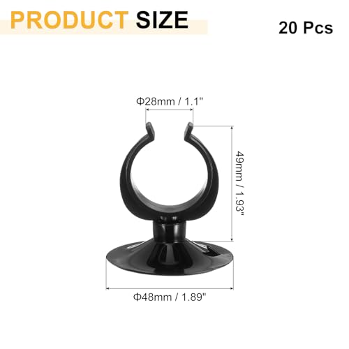 uxcell 20Pcs Aquarium Suction Cup Clips, 28mm Airline Tube Holders Clamps Cup Holder Sucker Tube Sucker for ID Airline Tubing Fish Tank, Black