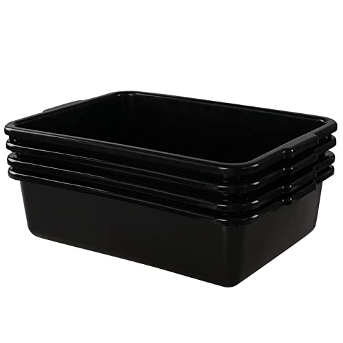 Asking 4-Pack Plastic Commercial Bus Box, 13 L Utility Bus Tub, Black - color: Black, size: 13 L