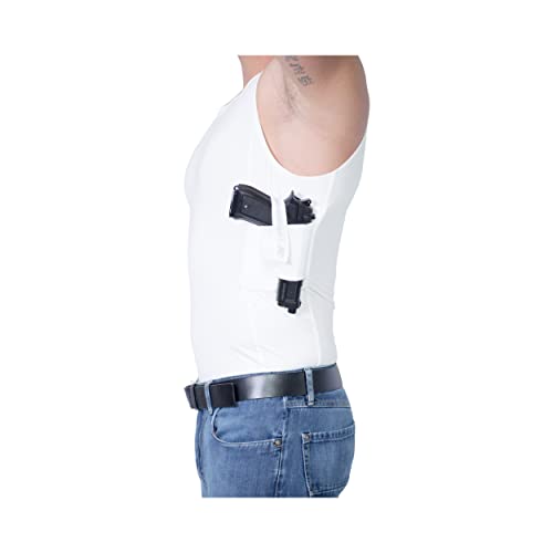 Concealed Carry Wear CCW Compression Tank Top - Tactical Everyday Carry EDC - Gun Holster Shirt for Men - color: White, size: Medium