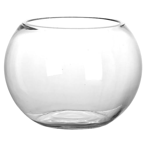 Baluue Round Glass Fish Bowl 5.90In Clear Bubble Vase Terrarium Planter for Hydroponic Plants Flower Display Home Office Decor Compact Size - size: 15.00X15.00X10.00CM