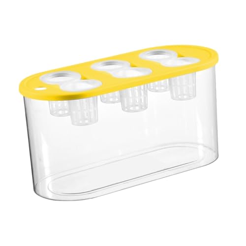 Hydroponic, Hydroponic System, Planting Container, 6 Holes, Indoor Tabletop Mini Aquarium for Plants and Fish, Yellow - color: Yellow