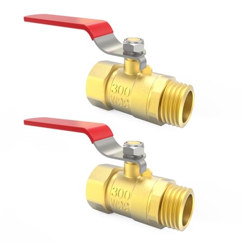 ChillWaves Brass Ball Valve, Air Compressor Ball Valve Shut Off Switch 1/2" NPT Male x 1/2" NPT Female Thread Pipe Fitting(2-PACK) - size: 1/2" MNPT x 1/2" FNPT, style: PACK OF 2