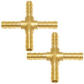 Uenede 2PCS Solid Brass 3/8"OD Barb Fittings 4-Way Union Intersection Hose Pipe Barb Fitting for Water/Oil/Gas - size: 3/8" Barb, style: Cross (4 Way)