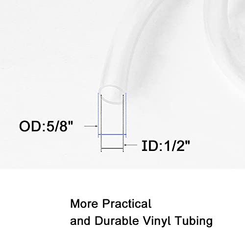Eoiips PVC Vinyl Tubing, 1/2" ID x 5/8" OD Plastic Industrial Grade Lightweight Clear Hybrid PVC Hose Tube BPA Free Air Hose Line, 5FT - size: 1/2" ID, style: 5FT