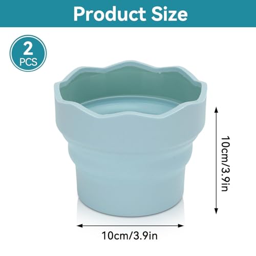 Collapsibles Paint Brush Washer, 2Pcs Collapsibles Water Bucket for Painting Silicone Watercolor Cup Portable Water Cup for Painting