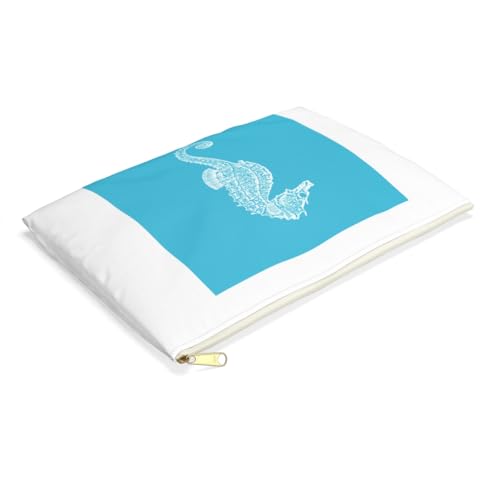 3dRose Blue seahorse print. Sea Horse. Ocean marine beach aquarium aquatic Accessory Pouch Large - size: Large