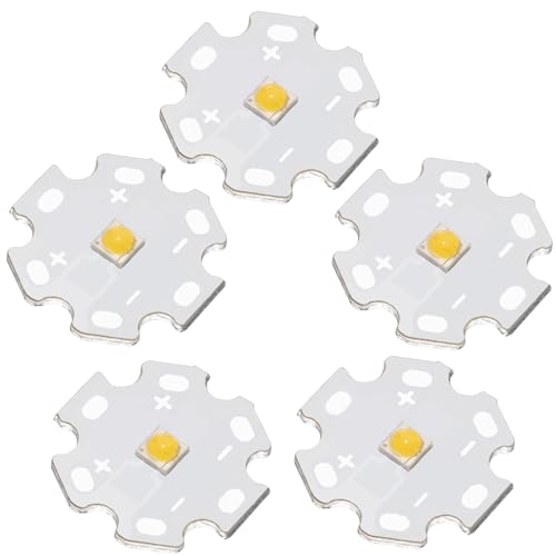 5Pcs 3W Full Spectrum White 3535 SMD High Power LED Chip with Aluminum Plate 20mm Star PCB Base Heat Sink for Floodlight Replacement(120deg,White 4000K-5000K,DC 3.0-3.2V,700mA,HCRI-Ra90) - color: White4000-5000k