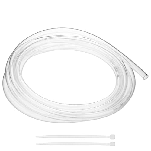 M METERXITY Vinyl Tubing 6mm ID x 8mm OD 10ft Flexible Plastic Tube with 2 Hose Ties, Lightweight Hybrid PVC Hose for Water Gardening/Airline/Aquarium Tubing [Clear] - size: 6mm ID x 10ft