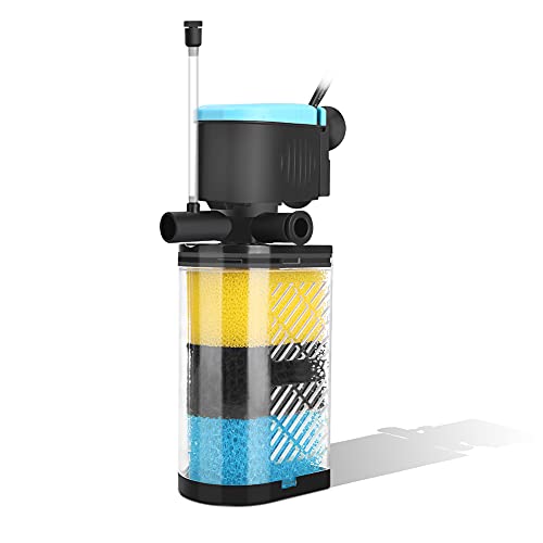 Kulife 3-Stage Aquarium Filter - Internal Filter for 70-100 Gallon Fish & Turtle Tanks with Dual Water Outlet & Aeration - size: For 70-100 Gal Aquarium (300GPH)