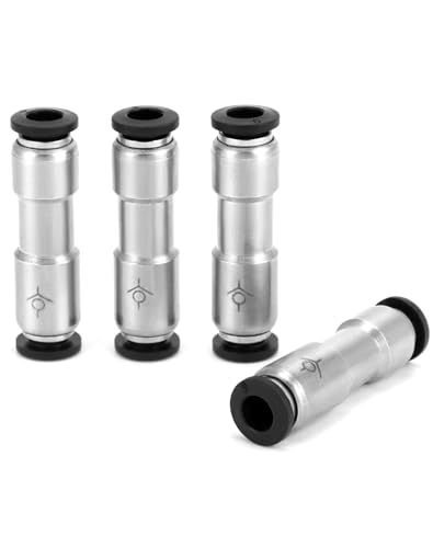 QWORK Push to Connect Air Fitting Valve - 1/4" OD, Nickel Plated Brass Check Valve for Air, Vacuum, Pack of 4 Connect One Way Inline Air Pneumatic Valves