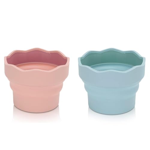 Collapsibles Paint Brush Washer, 2Pcs Collapsibles Water Bucket for Painting Silicone Watercolor Cup Portable Water Cup for Painting