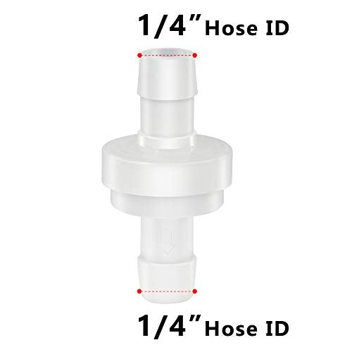 Inline Check Valve, 1/4" Hose ID One Way Return Inline Check Valve High Temperature and Corrosion Resistance Fish Tank Pump Medical Automotive (Pack of 2) - size: 0.25 Inch