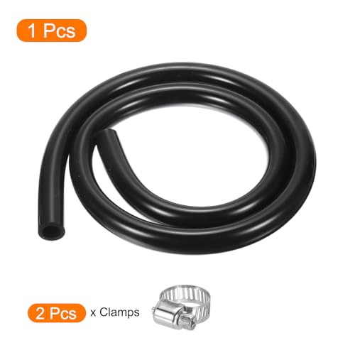 MECCANIXITY 3.3ft Silicone Rubber Tubing 1" ID Plastic Tube Flexible Air Hose for Brewing, Wine Making 25.4mm x 31.8mm, with 2pcs Clamps, Black - color: Black, size: 1" x 1 1/4"