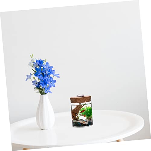 Ciieeo 1Pc Mini Glass Ecosystem Bottle with LED Light Creative DIY Micro Landscape Terrarium Holder for Fish Plants and Flowers Decorative Glass Jar for Home - size: 11X8.2X8.20cm