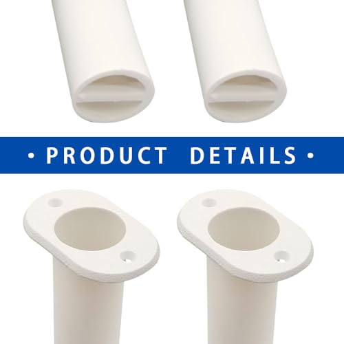 Fishing Rod Holder Plastic with UV 90 Degree Flush Mount 2PCS for Yacht and Boats - style: White