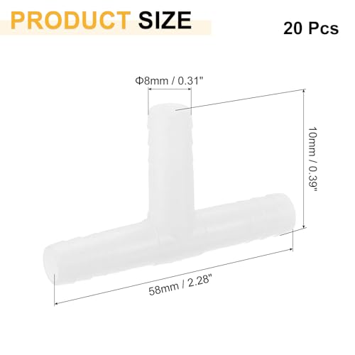 uxcell 20Pcs Aquarium Air Valve Connector, 3 Way Plastic Inline Tubing Non-return Valves for 8mm ID Airline Tubing Fish Tank Pond Air Line, White - color: White, size: 8mm