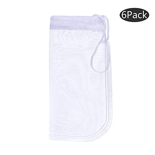 ALEGI Media Filter Bag Aquarium Extra Fine,Reusable 180 Micron Drawstring Mesh Filter Bags for Very Fine Resins Filter (7.5"*3.6" (6 Pack)) - size: 7.5"*3.6" (6 pack)
